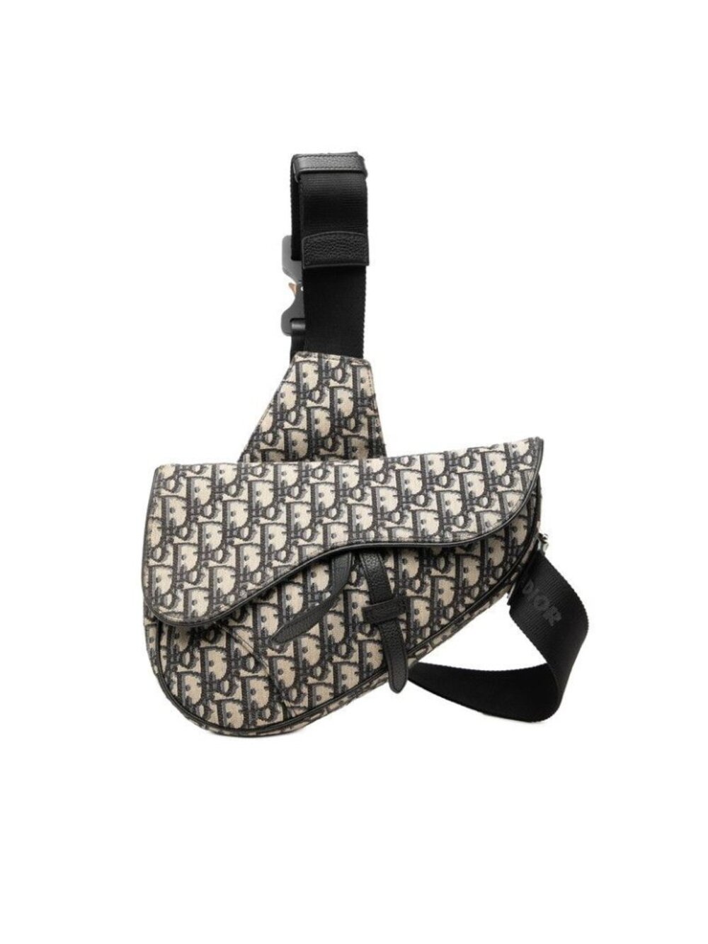 Dior Oblique Saddle Jacquard Belt Bag Beige Navy Canvas Leather